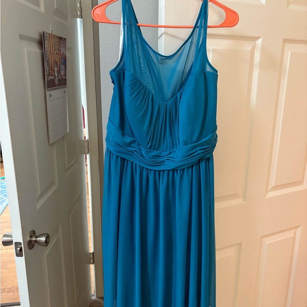 Knee Length Elegant Blue Sleeveless Dress